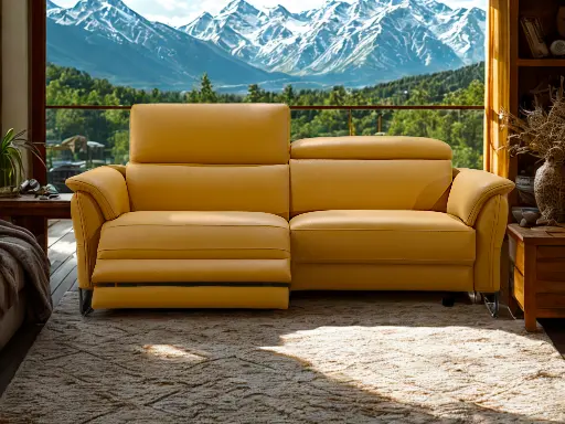 Canapé cuir Jasmine Canapé contemporain en cuir jaune Décosalon Fléron
