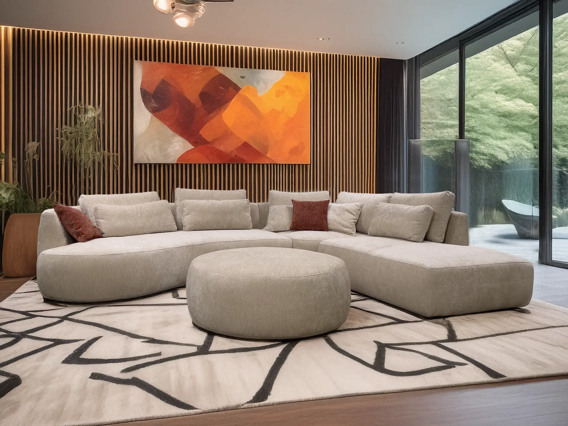 salon angle contemporainnen tissu Volga salon angle contemporainnen tissu Volga