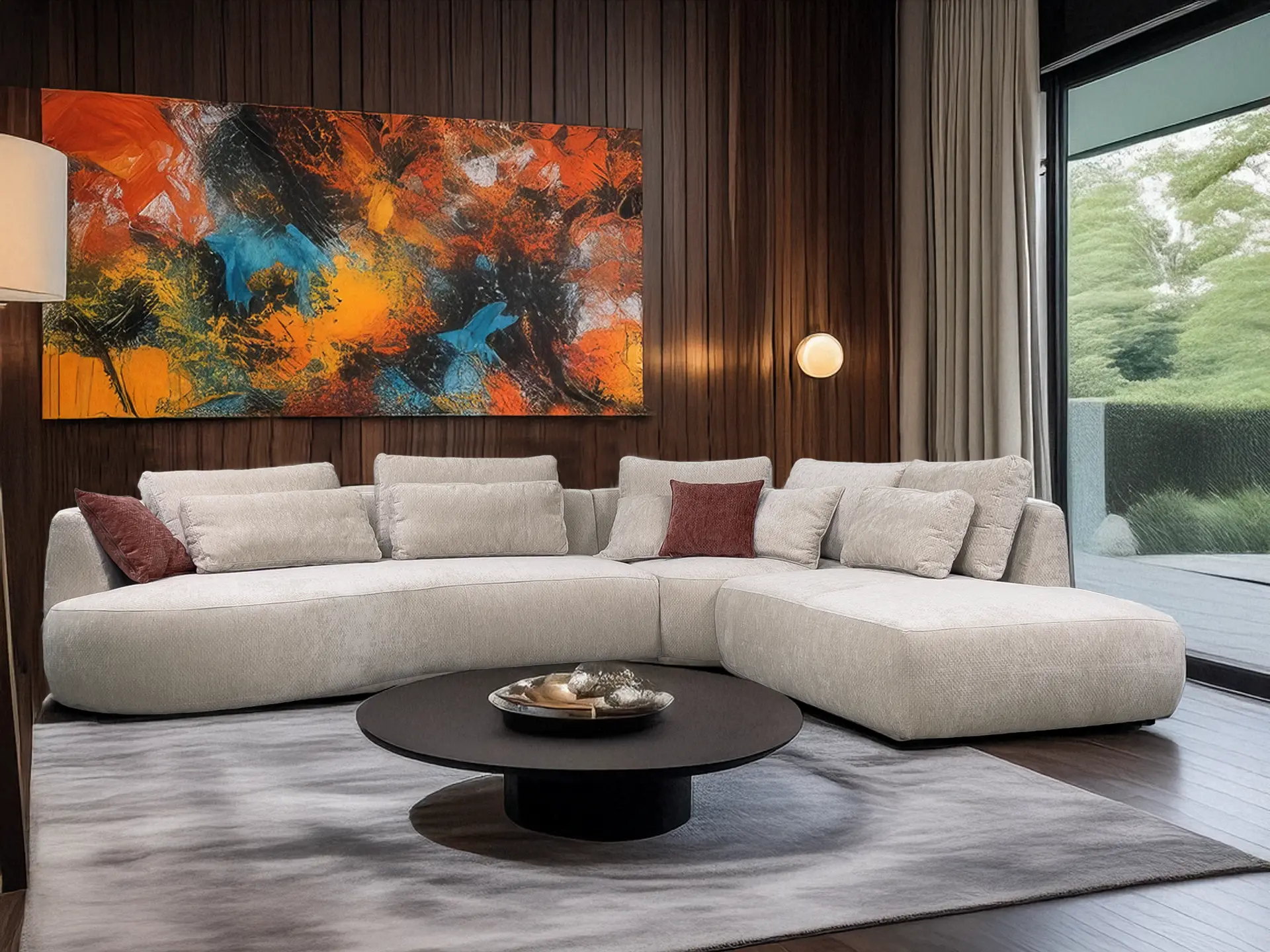 salon angle contemporainnen tissu Volga salon angle contemporainnen tissu Volga